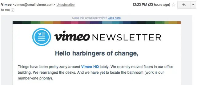 Vimeo Email Example
