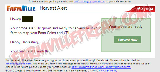 Your Crops Are Fully Grown Zynga Email