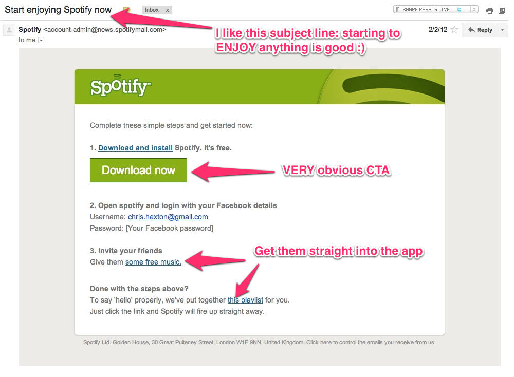 Spotify Welcome Email