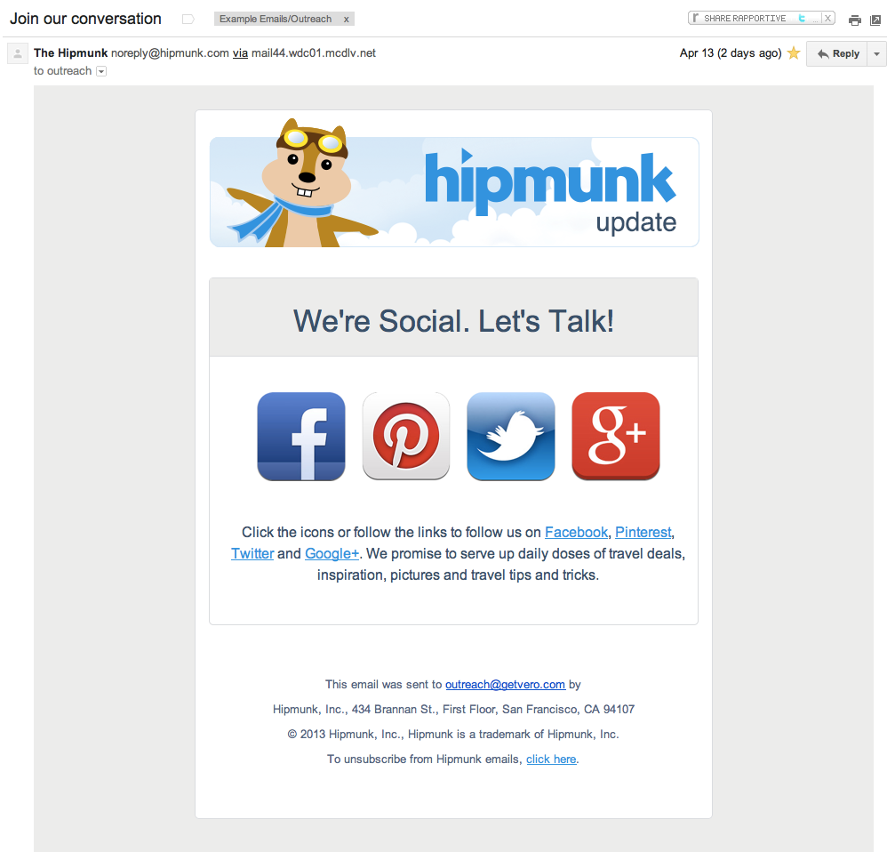 Hipmunk Email Marketing