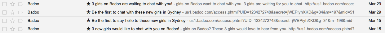 A/B test email subject Badoo