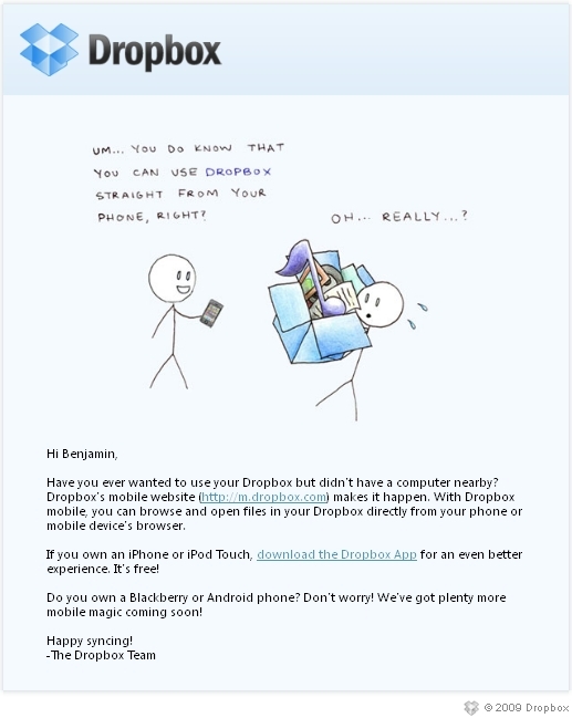 Dropbox Email Marketing Mobile