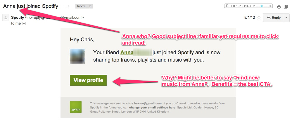 Spotify friend joined email marketing