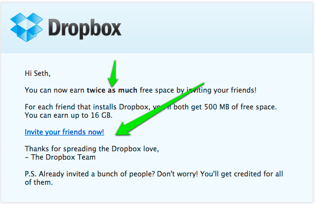 Dropbox Email Marketing 500MB