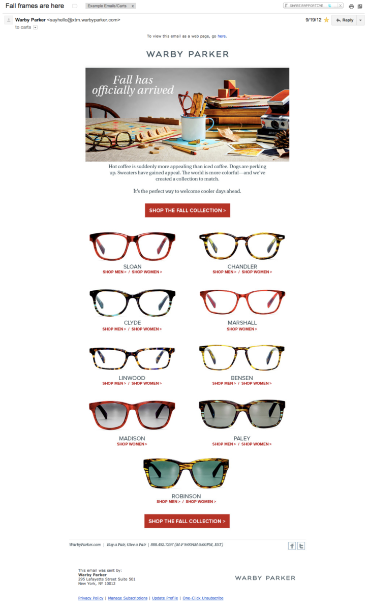 Warby Parker Email Marketing