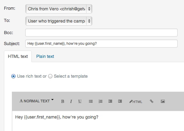 dynamic variables email
