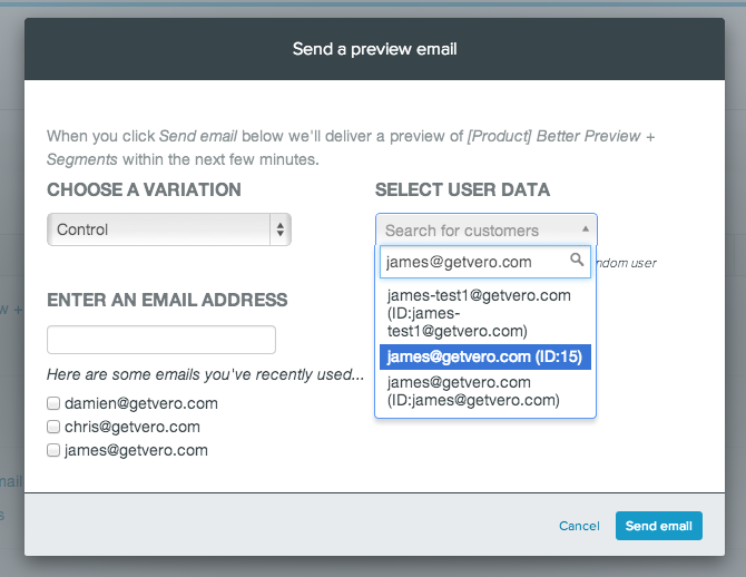 Dynamic variables in email preview