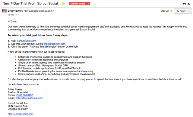 Sprout Social Email Example