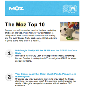 Moz Top 10 email newsletter