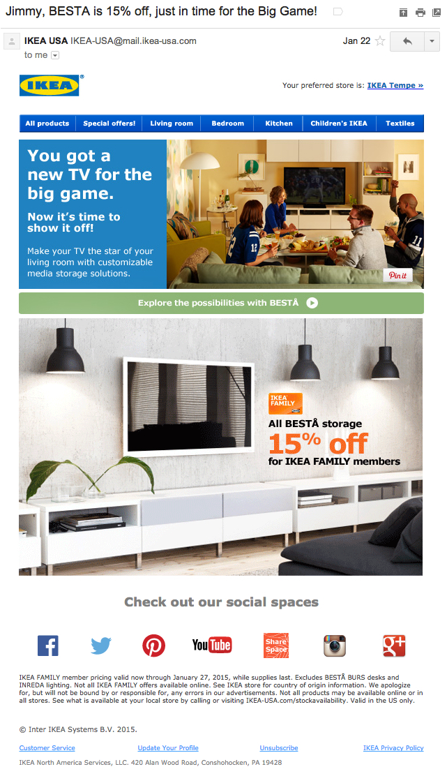 ikea targeted email