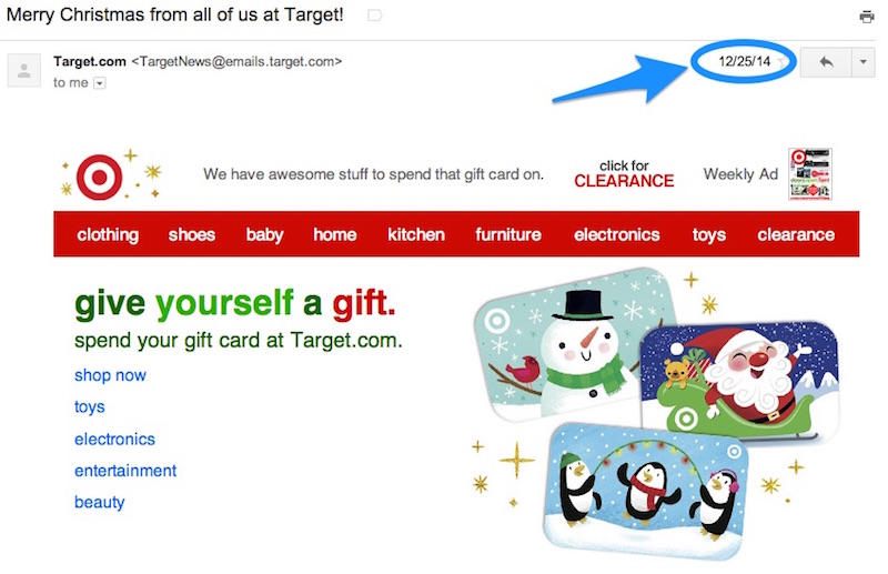 target christmas email