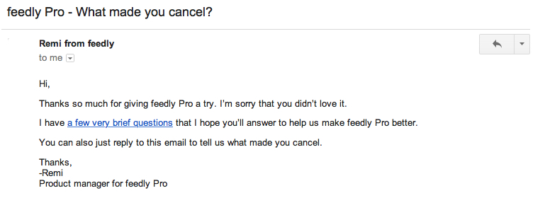feedly pro feedback email
