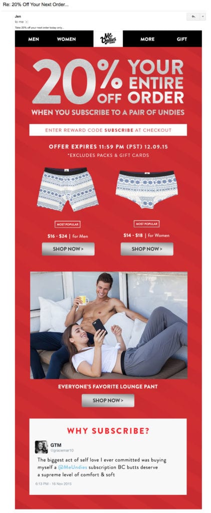 The MeUndies Lifecycle: Great Emails Before and After the Sale