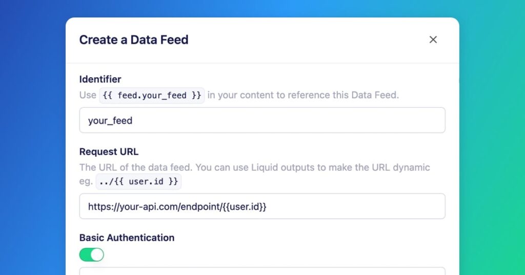 insert external data into your content with data feeds